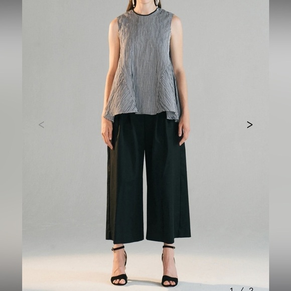 Fabiana Pigna‎ Black Wide Leg Pleated Cropped Trousers - Picture 1 of 7